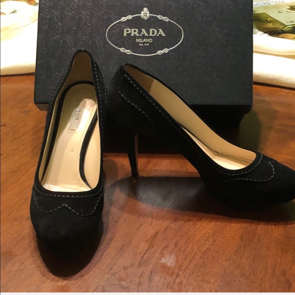 PRADA AUTHENTIC SUEDE HEELS